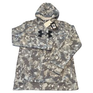 Under Armour Youth Boys Fleece Pullover Hoodie Sweatshirt Gray Camo X-Large NWT